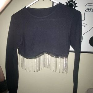 Rhinestone fringe longsleeve